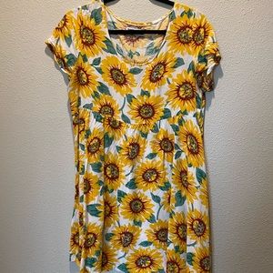 blue dress for baby girl Vintage 90s grunge sunflower dress Boho patchwork sundress tiered  sleeveless S/M main image 1